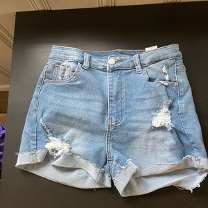 SHEIN Blue Distressed Jean Shorts
